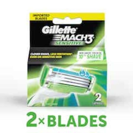 Gillette Mach 3 Sensitive Manual Shaving Razor Blades 2 Pieces